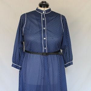 Jo Lester Navy/White Polka Dot Dress (XL/2X)